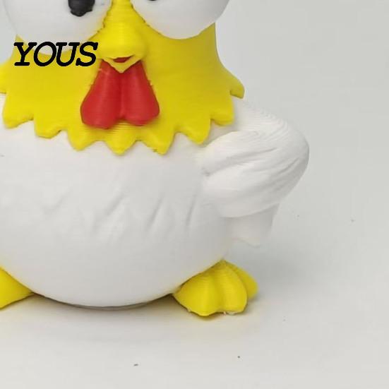 Cartoon Rooster Collectible 3D Printed Figurine, Mini Desktop Big-Eyed Worker Stress Relief Toy Ornament, Funny Cute Emoticon Animal Sculpture,