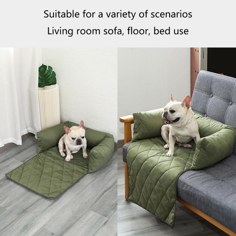 Comfortable Dog Couch Bed with Detachable Liners Removable Cover Headrest Dog Sofa Bed NonSlip Dog Bedding of All Season