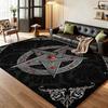 Dark Gothic Pentacle Ruby Accents Patterned Rug Nonslip Thick Carpet For Living Room Bedroom Hallway Home Decor Birthday Gift