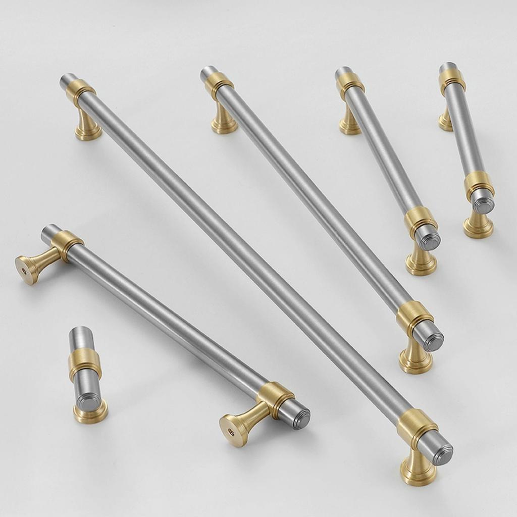 Solid Brass Furniture Handles and Knobs Multi Sizes T Bar Dresser Wardrobe Pulls Luxury Cabinet Hardware Kitchen Accessories