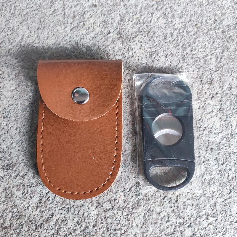 Portable Double-Blade Stainless Steel Cigar Cutter with Brushed Finish