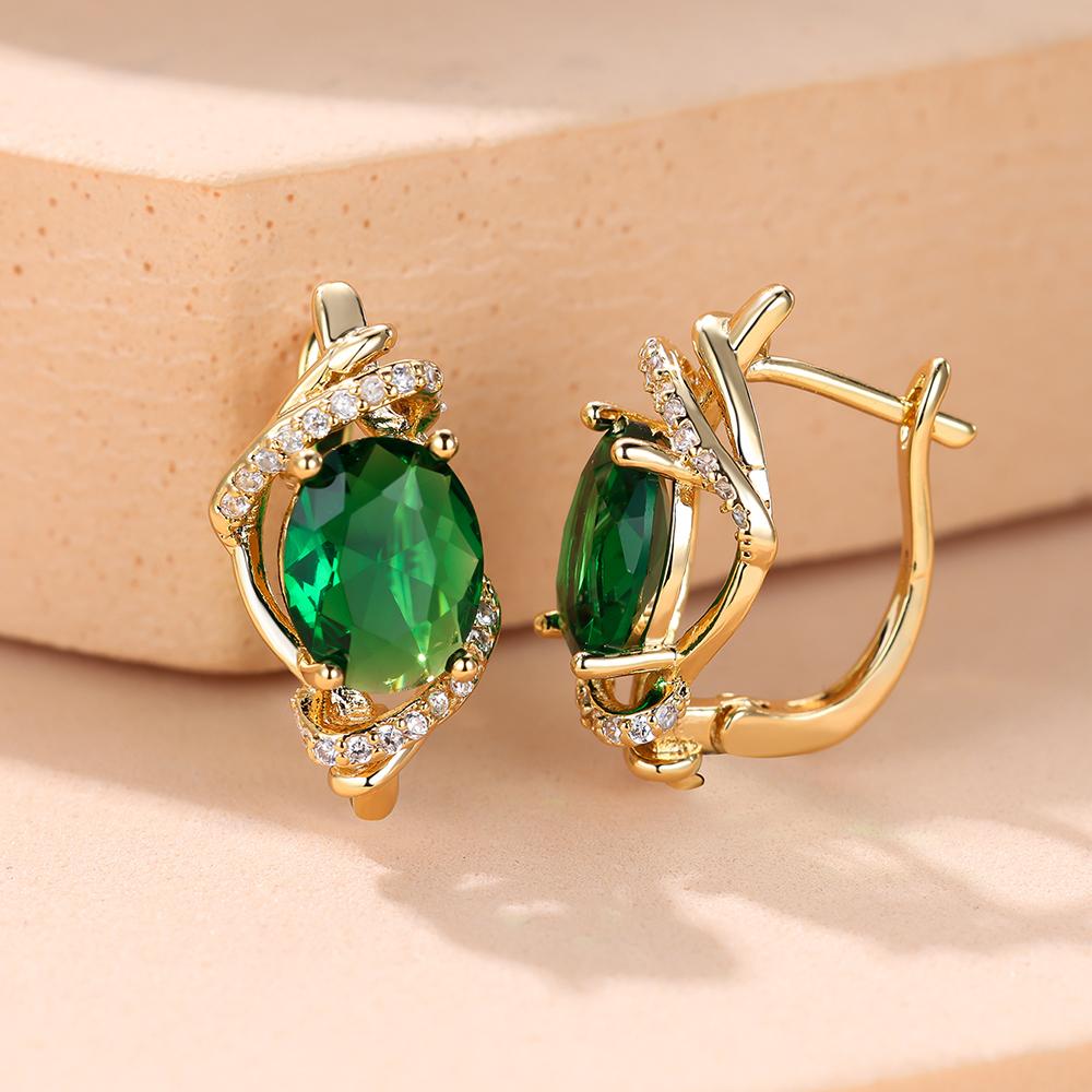 Owalne Zielone Niebieskie Różowe Żółte Czerwone Kamienie Vintage Kolczyki Koła Dla Kobiet Złoty Kolor Ślubne Zapięcia do Uszu Biżuteria Zaręczynowa Prezent