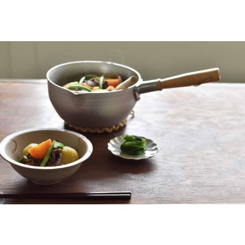 Hokuriku Aluminum Yukihira Pan, 24cm, Aluminum, IH Compatible, Made In Japan, for Simmered Foods, Anodized Aluminum Finish, Hanayuki (A-2744)