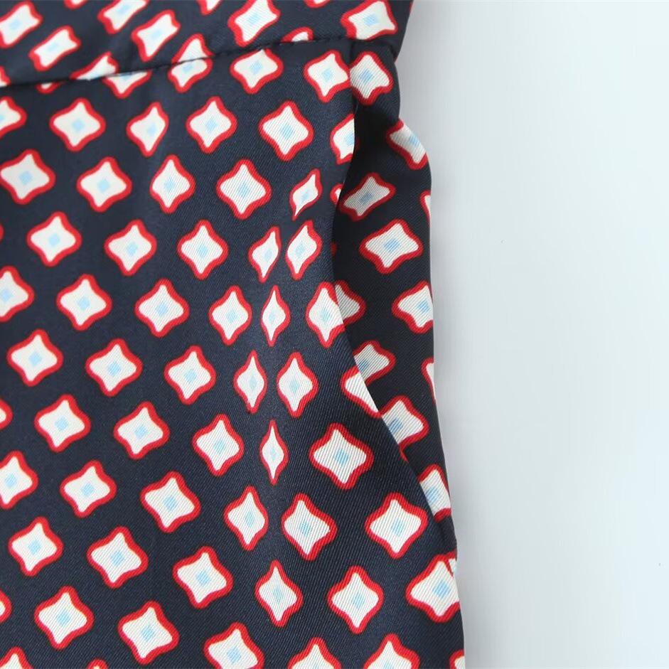 TAOP&ZA Women's Summer Silk Satin Printed Shirt & Casual Pants Set