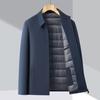 Men's Milk Silk Down Jacket: Winter Business Coat with Zipper, Buttons, and Classic Lapel - Dad's Style.