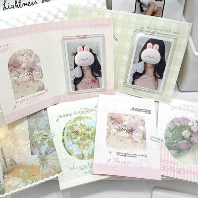 10Pcs Spring Field Folding Card Back Kpop Star 3 Inch Photo Card DIY Packing Material Kawaii Card Message Fixed Board