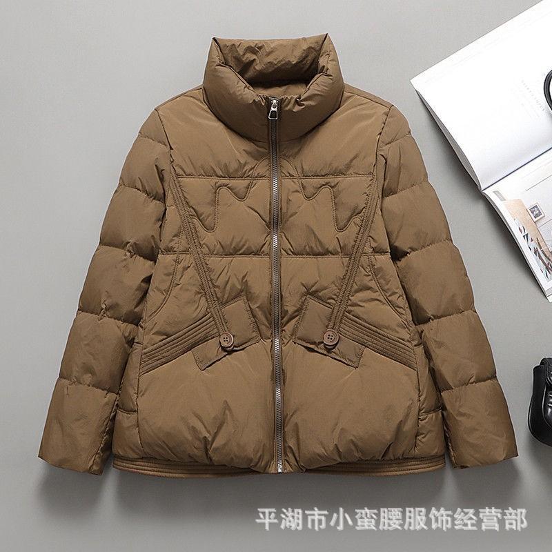 Slant strip design down jacket women's short winter new light and fashionable small stand-up collar bread jacket