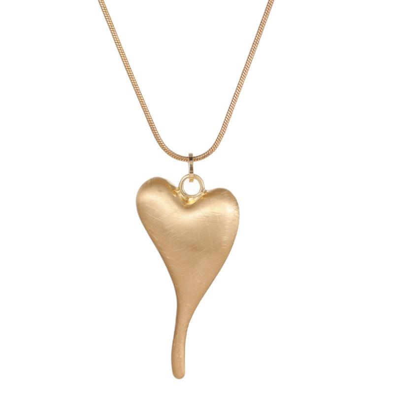 New brushed love snake bone chain long pendant women's simple high-end heart-shaped versatile long necklace