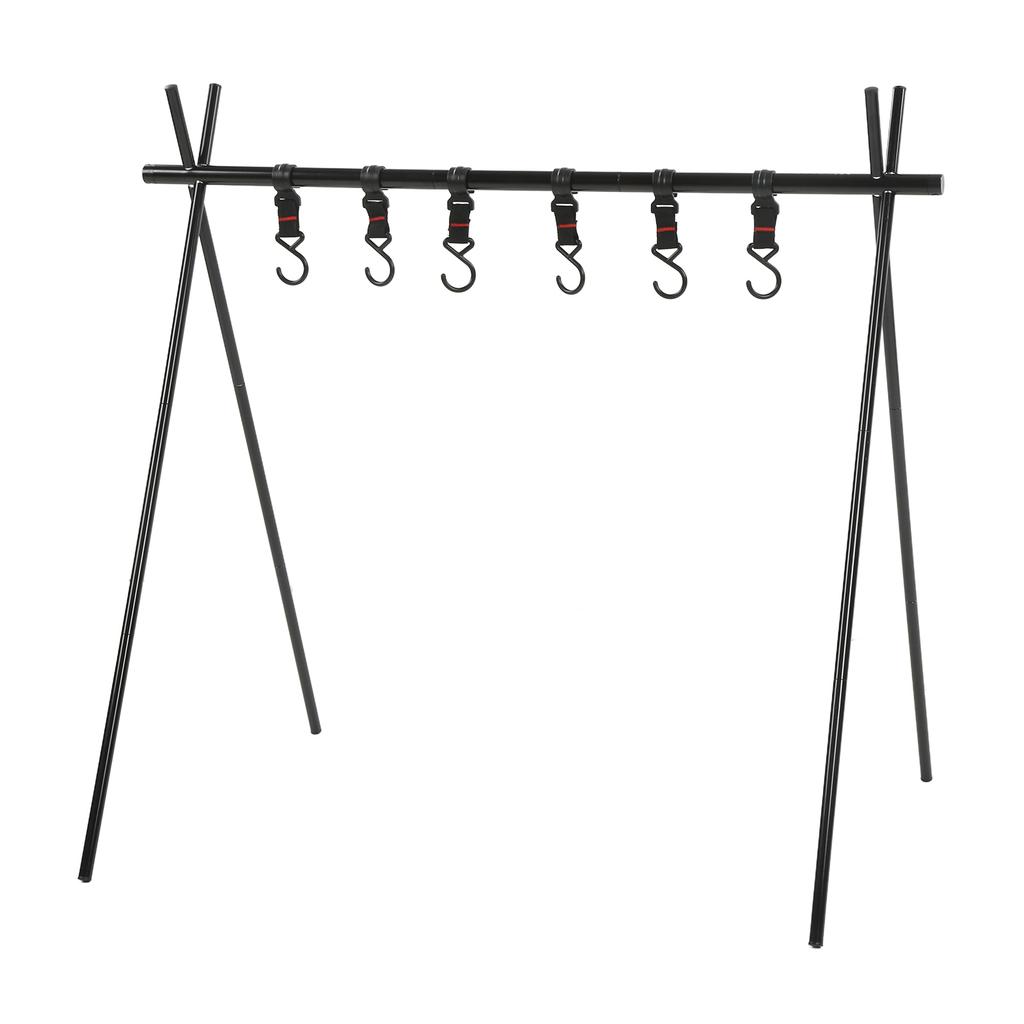 Camping Hanging Rack 6kg Load Bearing Aluminum Alloy Hanging Rack Portable Cookware Hanging Rack Camping with 6 Hook