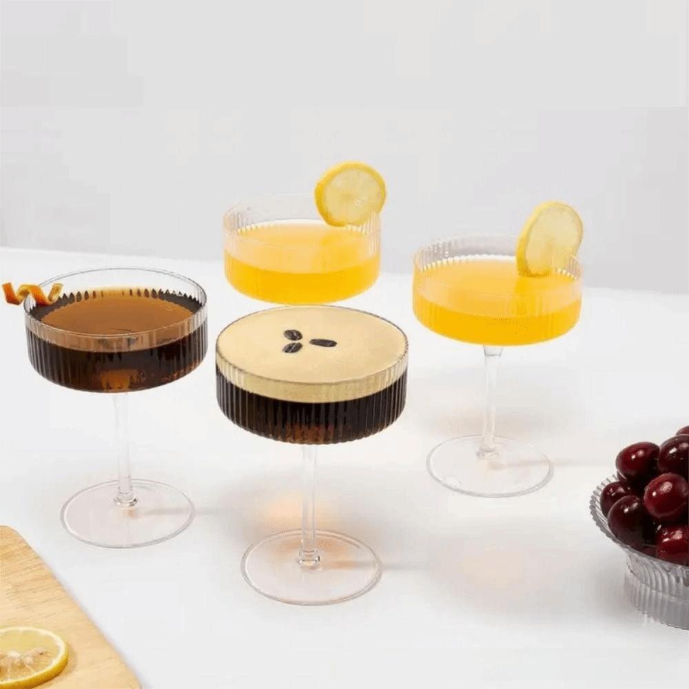 Plastic Martini Glasses Disposable Detachable Ribbed Martini Glasses Transparent Champagne Tower Dessert Cup