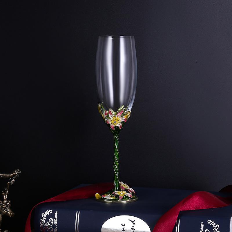 Elegant Enamel Crystal Champagne Flute Set - High-Stem Sparkling Wine Glasses, Perfect for Home or Bar Gifts