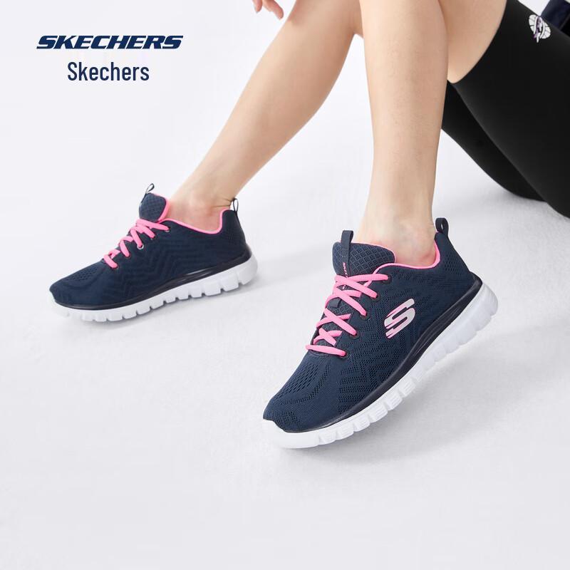 Skechers Women s 12615 Breathable Athletic Comfort Shoes US 6 темно-синий/персиковый nvhp