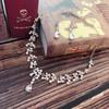 Simple Bridal Jewelry All White Crystal Crown Tiara Herringbone Necklace Wedding Earrings Three-piece Set for Women