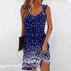Gradient Print A-Line Sleeveless Midi Dress Women Casual Chic Office Wear 2025
