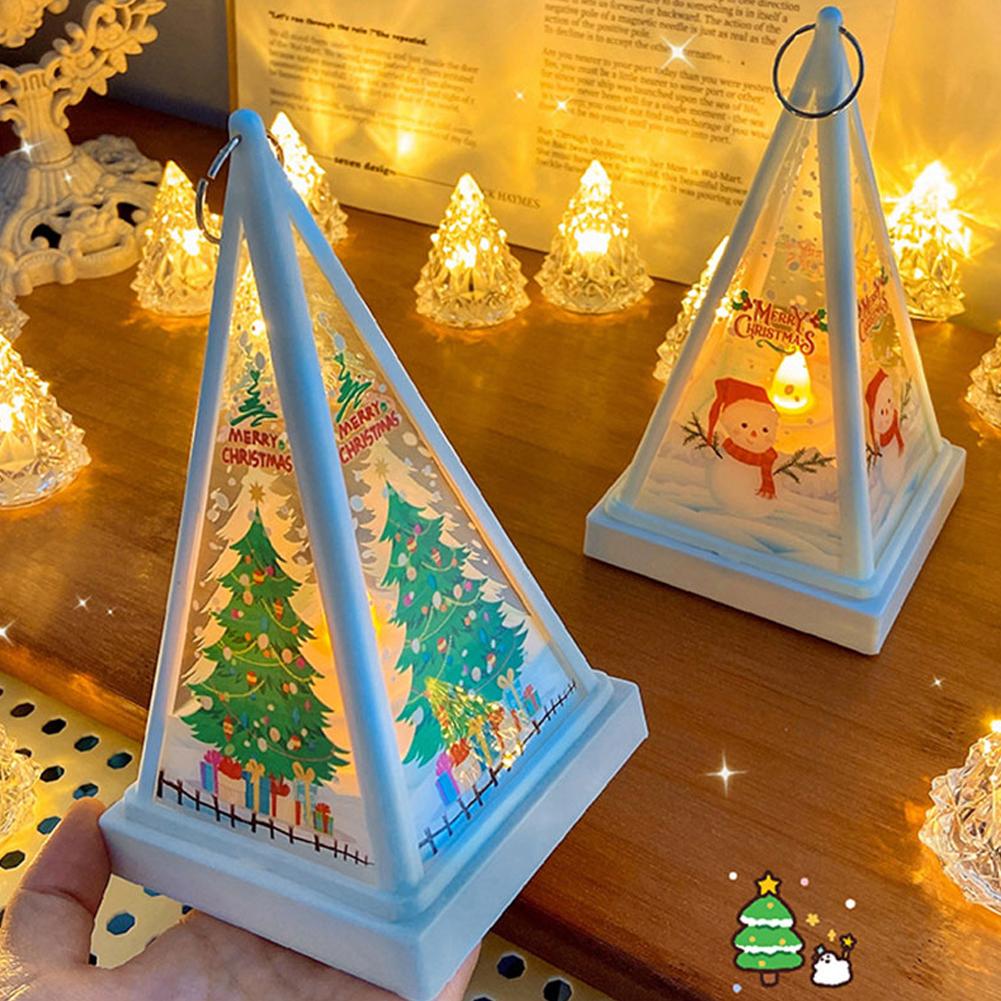 Weihnachtslaterne Licht Beleuchtetes Xmas-Muster Nachtlicht Für Weihnachten Hochzeit Geburtstag Dekor