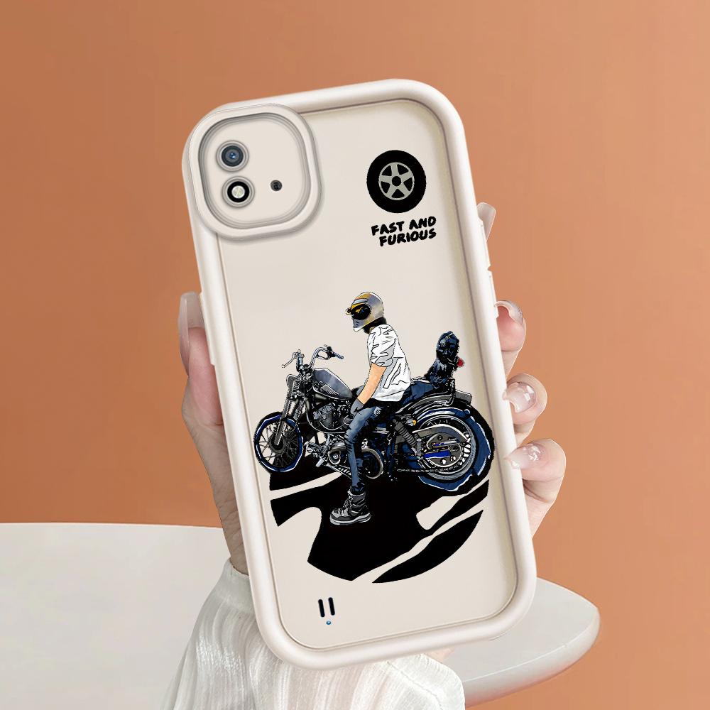 Soft Silicone Square Ladder Printing Pattern Phone Casing Full Cover Camera Shockproof Protection Rubber Case for OPPO Realme