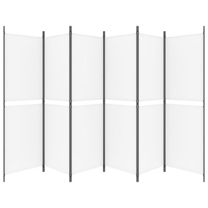 350222 vidaXL Cloison de séparation 6 panneaux Blanc 300x180 cm Tissu