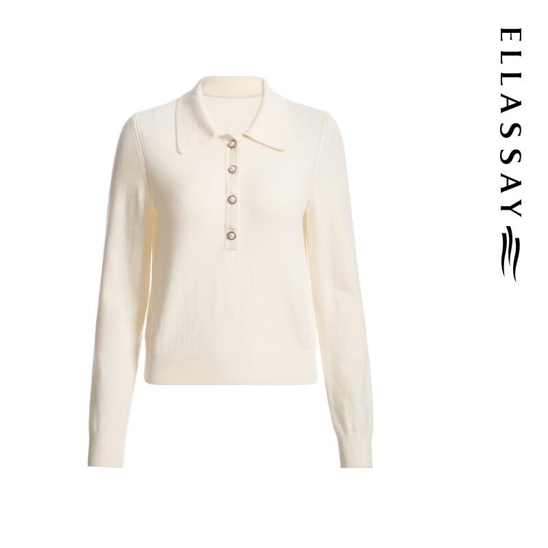 ELLASSAY Women's Merino Wool Blend Lapel Pullover Sweater