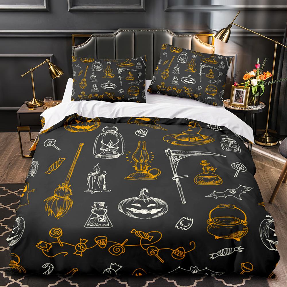 Sports Graffiti King Queen Duvet Cover Cartoon Bicycle Badminton Racket Bedding Set for Kids Black 2/3pcs Polyester Quilt Cover