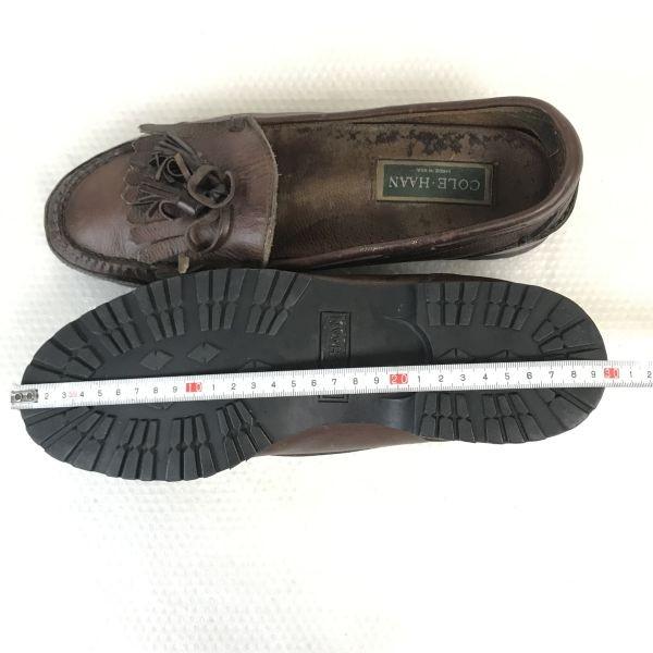 Vintage 80s-90s COLE HAAN Leather Kilt Tassel Loafers Size 27.0-28.0cm Brown Dress Shoes(USED)