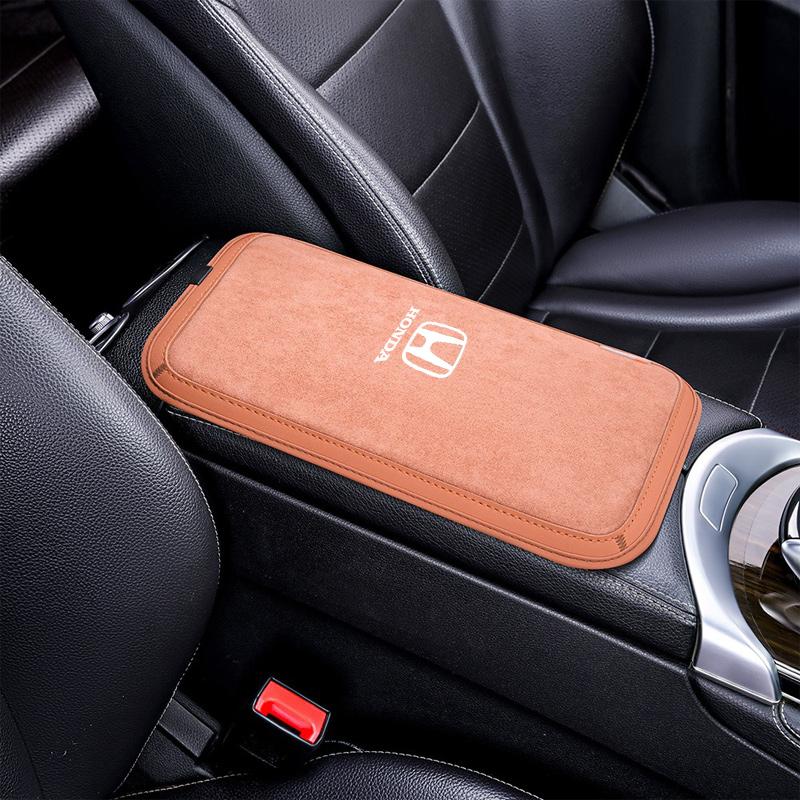 Suede Leather Car Armrest Box Pad Car Armrest Mat Car Accessories For Honda Mugen Jazz Insight Freed Fit CRV Civic Accord City akx256