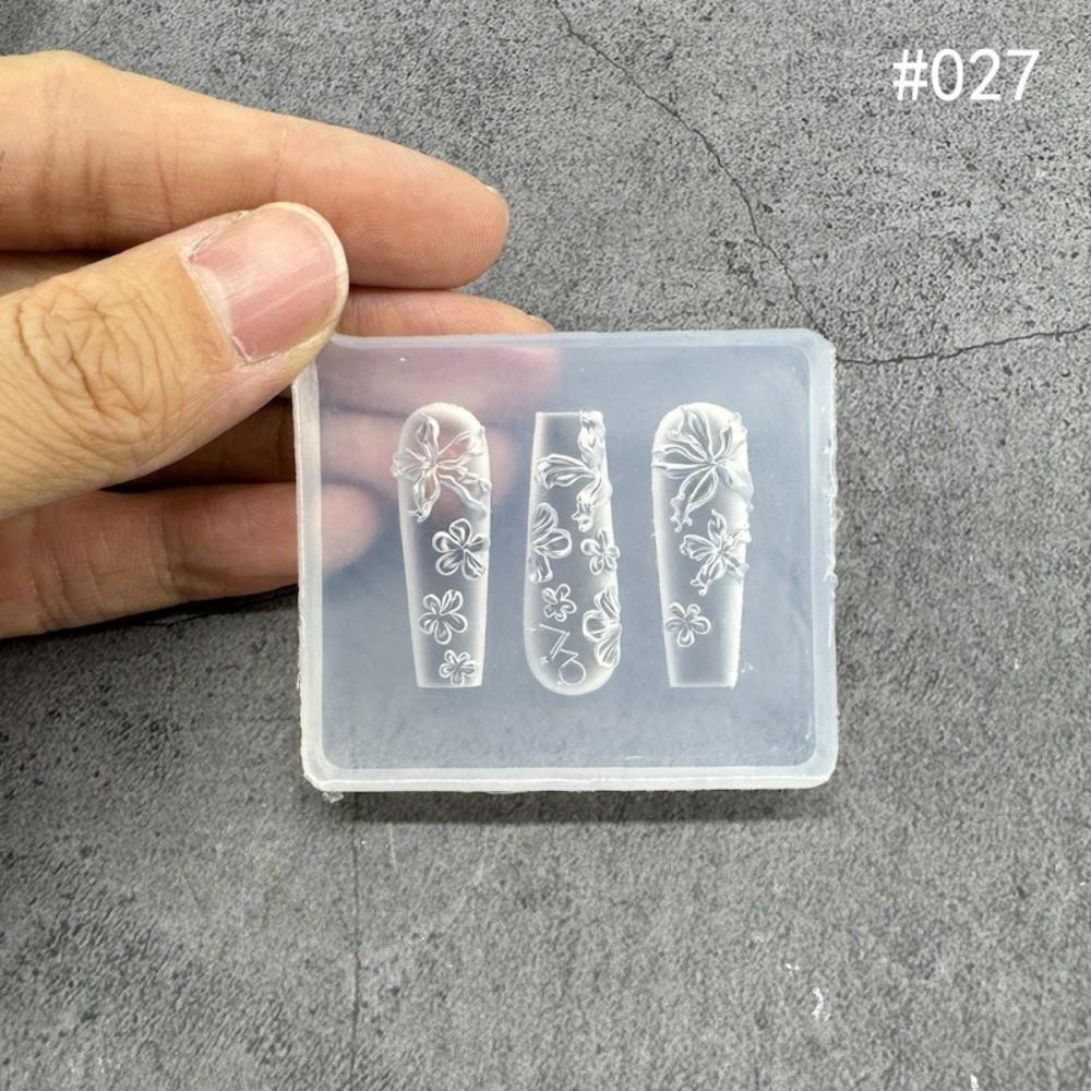 With Box Nailart Mold Transparent Silicone Template New Nail Art Template  Nail Decoration