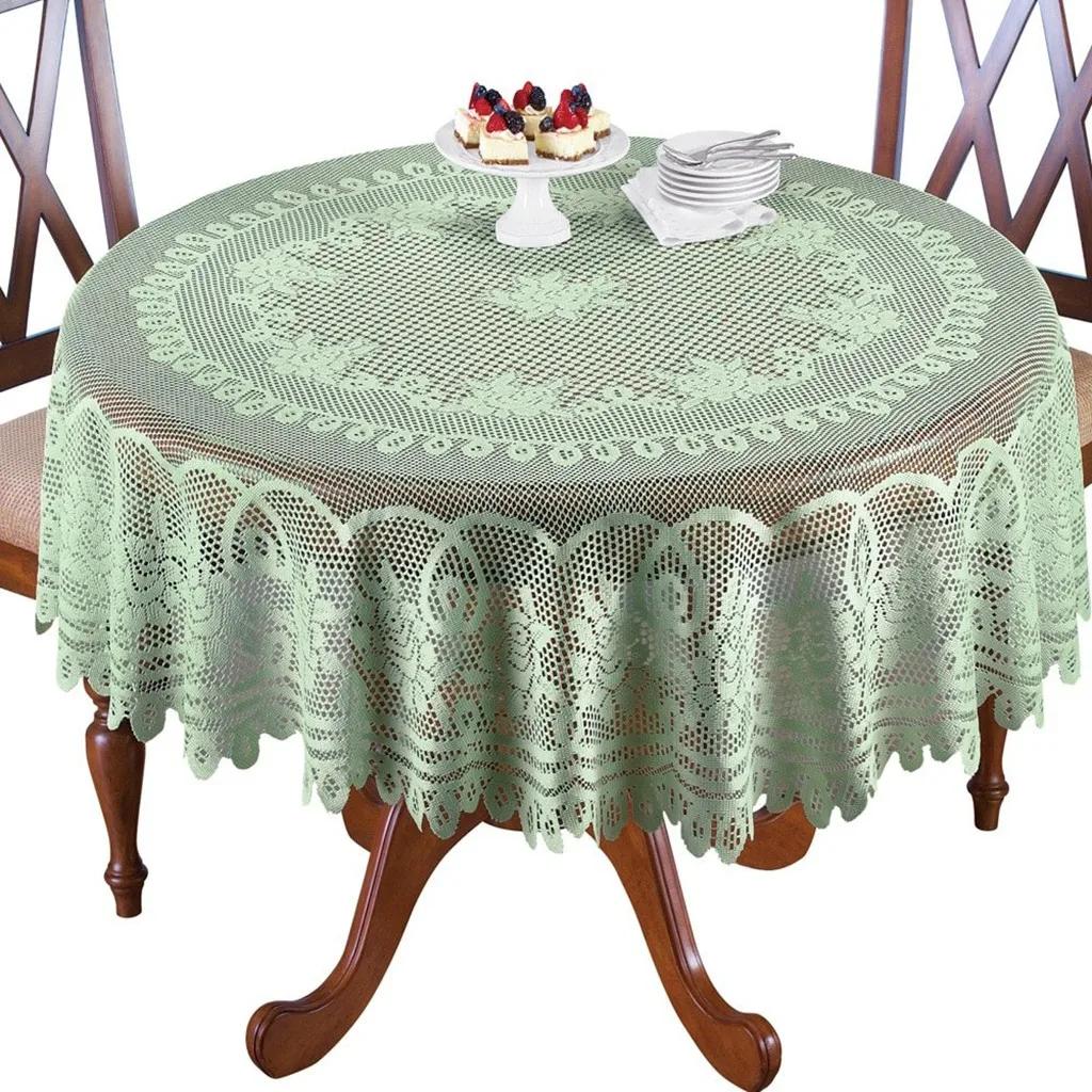 

Vintage Lace Table Cloth Lace Floral Round Tablecloth for Dining Room Kitchen Table Cover Hollow Wedding Party Hotel Home Decor 180cm