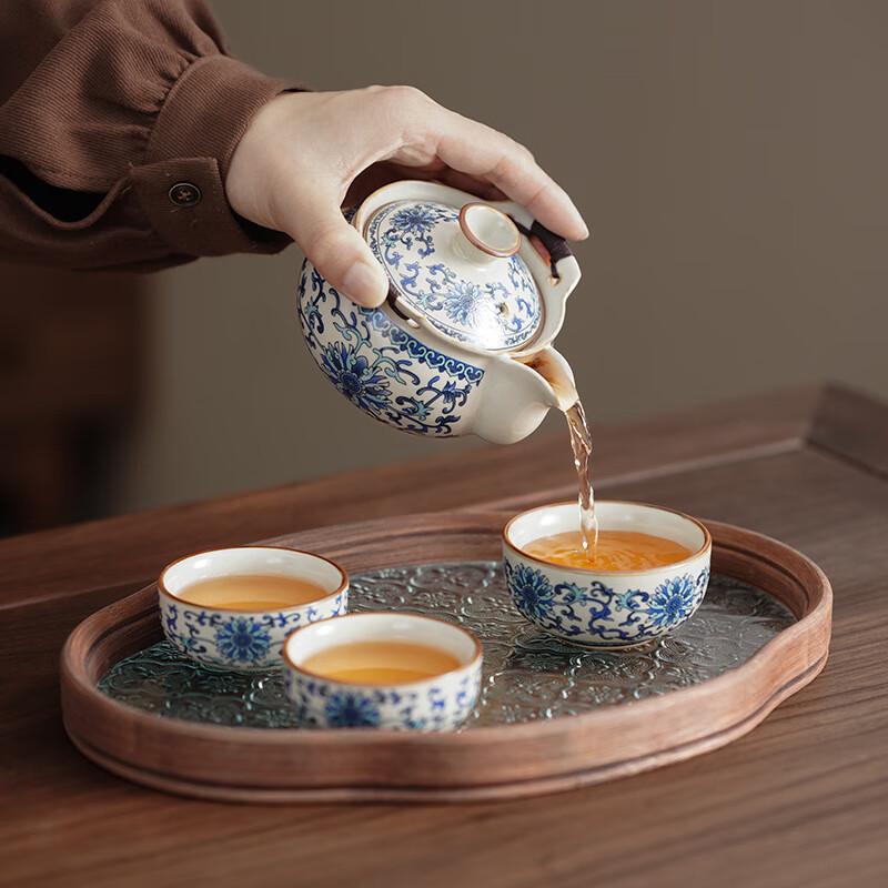 Minguang Ru Kiln Portable Ceramic Travel Tea Set