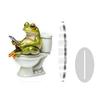 Frosch auf Toilette Acryl-Dekoration, 2D Lustige Badezimmerregal-Figur, Niedliche Zusammengebaute Statue für Schreibtisch Wohnzimmer Büro, Humorvolles Geschenk für Freunde