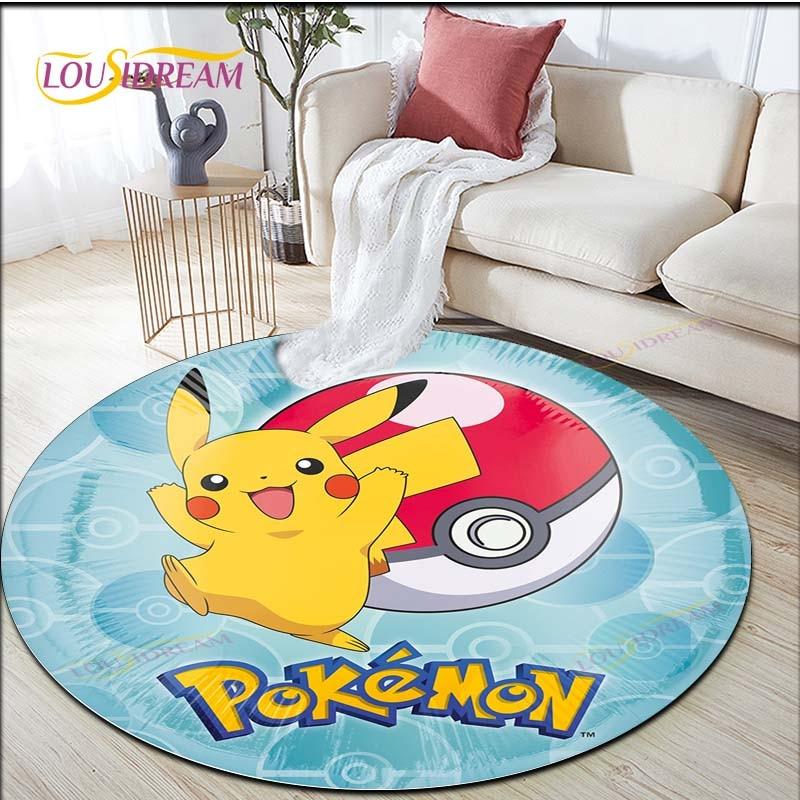 Çizgi Film Pokemon Pikachu Yuvarlak Halı Oturma Odası Halıları Alan Halısı Giriş Matı Yatak Odası Halı Paspası Çocuklar İçin Oturma Odası Halıları