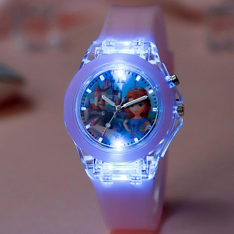 Colorful Luminous Cartoon Ice Snow Unisex Children's Watch with Soft Silicone Strap and Night Light