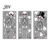 Rent-friendly Glass Decal 3Pcs Halloween Skeleton Stickers, Waterproof PVC Window Clings, Static Decals, Stress-free Removable Stickers for