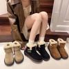Fashion Flats Women Suede Ankle Boots Belt Buckle Plush Warm Shoes Woman Fashion Designer New 2025 Trend Winter Casual Cozy Botas Mujer