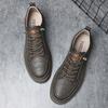 Classic Brand Men's Leather Casual Shoes Retro Khaki Men's Oxford Shoes Breathable Men's Outdoor Hiking Shoes Winter Velvet