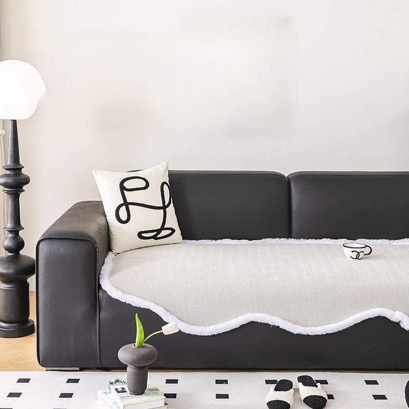 Chenille Herringbone Shaped Plush Sofa Cushion Autumn and Winter Thickening Sofa Cover Cushion