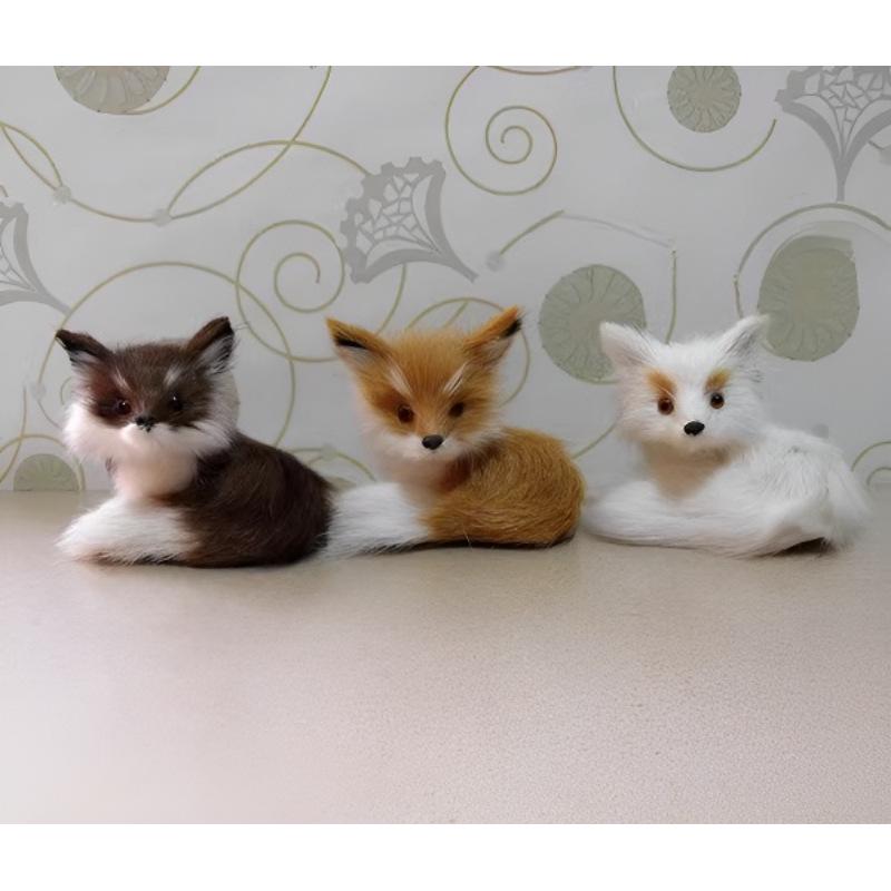 Golden & White Crouching Fox Christmas Ornament - Small Size Natural White Fox