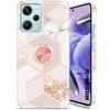 Silicone Case - E.F.CONNECTION - For Xiaomi Redmi Note 12 Pro Plus 5G - Shockproof - Pink Marble - Support Ring