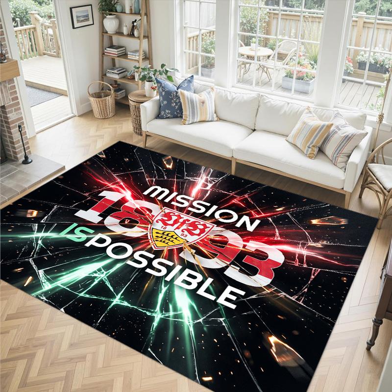 VfB Stuttgart Football Design Tappeto in Velluto di Cristallo Accogliente Non?Tappeto Stampato Antiscivolo per Camera da Letto Soggiorno Ingresso