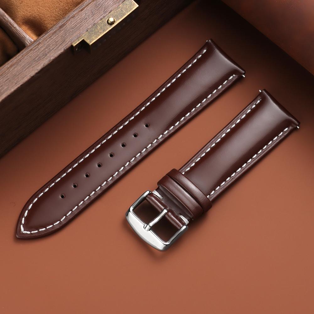 Glossy Oil Wax Leather Watch Strap for Men 18mm 19mm 20mm 21mm 22mm Universal Watch Band Brown Wristband Quick Release Bracelets