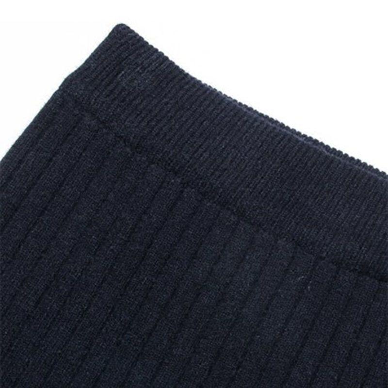 High-End Women's Autumn Winter Thickened Knitted Midi Skirt Slit Bodycon Pencil Skirt Slim-Fitting Wool Skirt