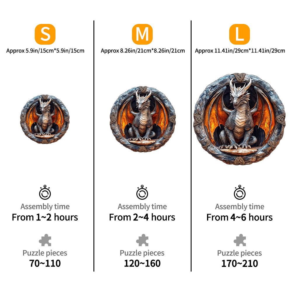 Höhlendrache Holzpuzzle - Exquisit geschnitztes 3D-Drachendesign, Einzigartige unregelmäßige Form, ein hochwertiges Sperrholz-Kunstspielzeug für Kinder ab 6 Jahren,