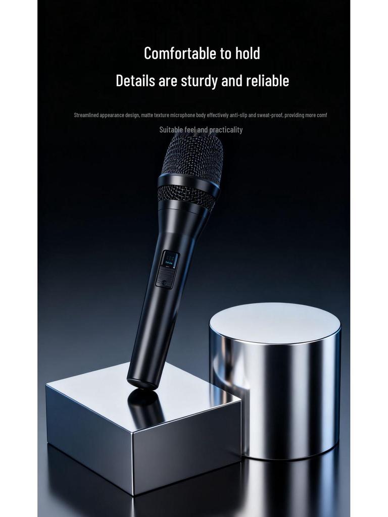 Wired Dynamic Microphone with Holder for Home Karaoke, Live Streaming, and Conferences (Model SJY-M08)