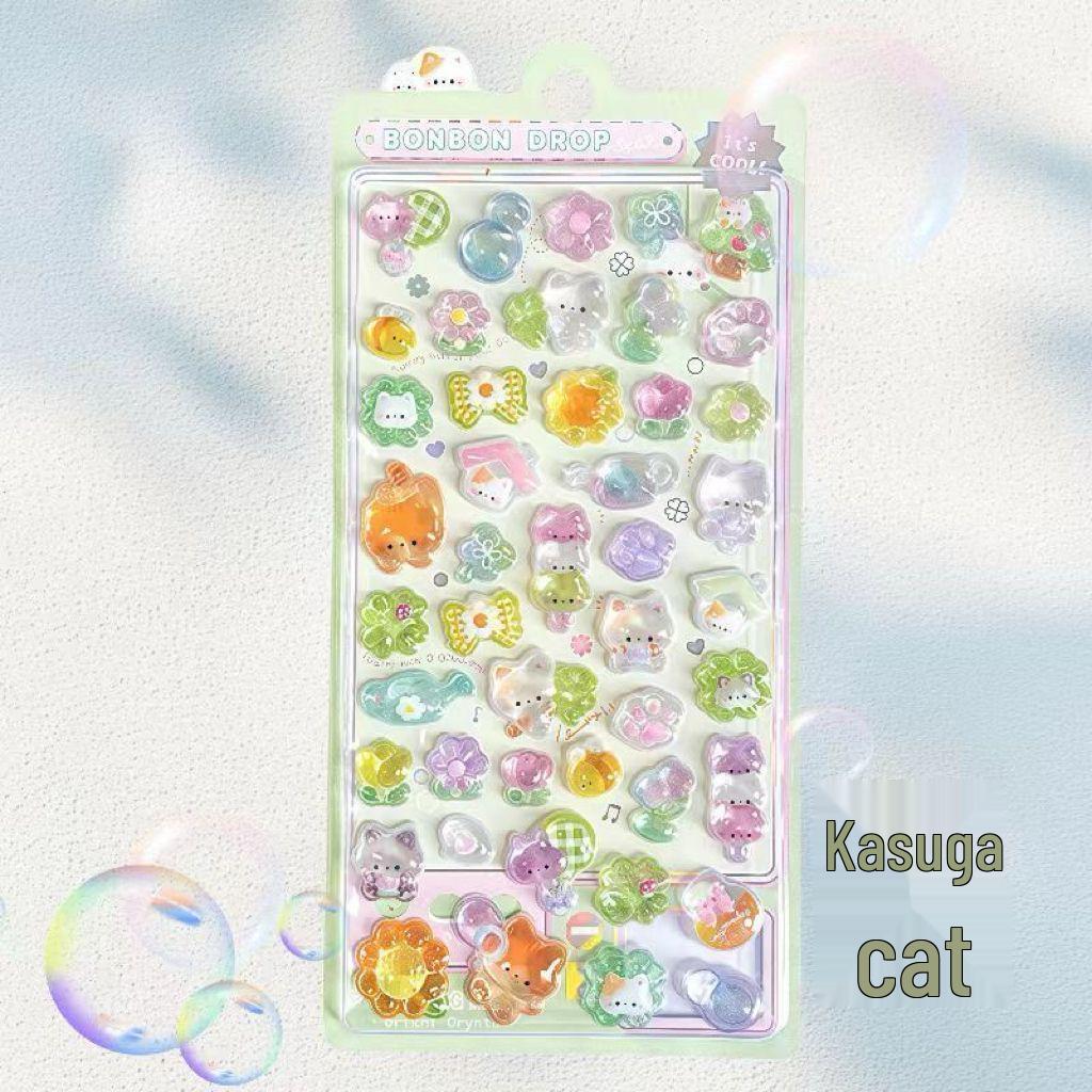 3D Crystal Diamond Cartoon Stickers for Kids - Cute, Decorative & Embossed for Girls