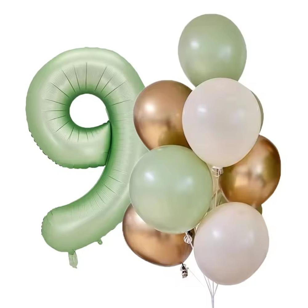12pcs 40inch Olive Green Number 0-9 Balloon Helium Foil Digital Balloon For Kids Adult Birthday Anniversary Wedding Party Decor