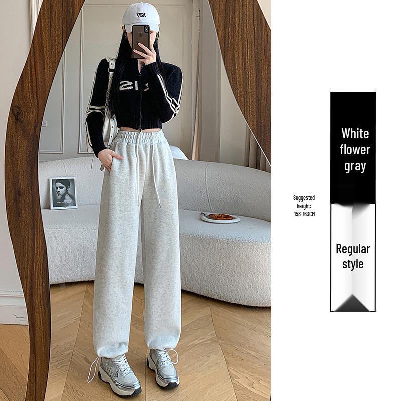 Dámské fleecem podšité tepláky z jehněčí vlny Podzim/Zima 2025: Silné bavlněné ležérní rovné kalhoty