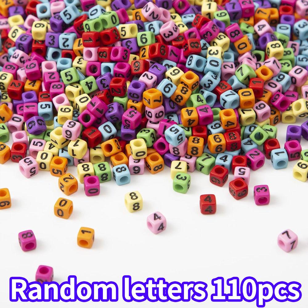 

110/220/450 шт. акриловые цифровые квадратные бусины 6x6 мм кубические бусины для изготовления украшений бусины с буквами 110pcs