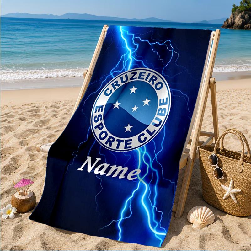 Custom Name Beach Towel Cruzeiro Power Microfiber Beach Towel, Lightweight for Summer Travel, Swimming Pool Fan Birthday Gift