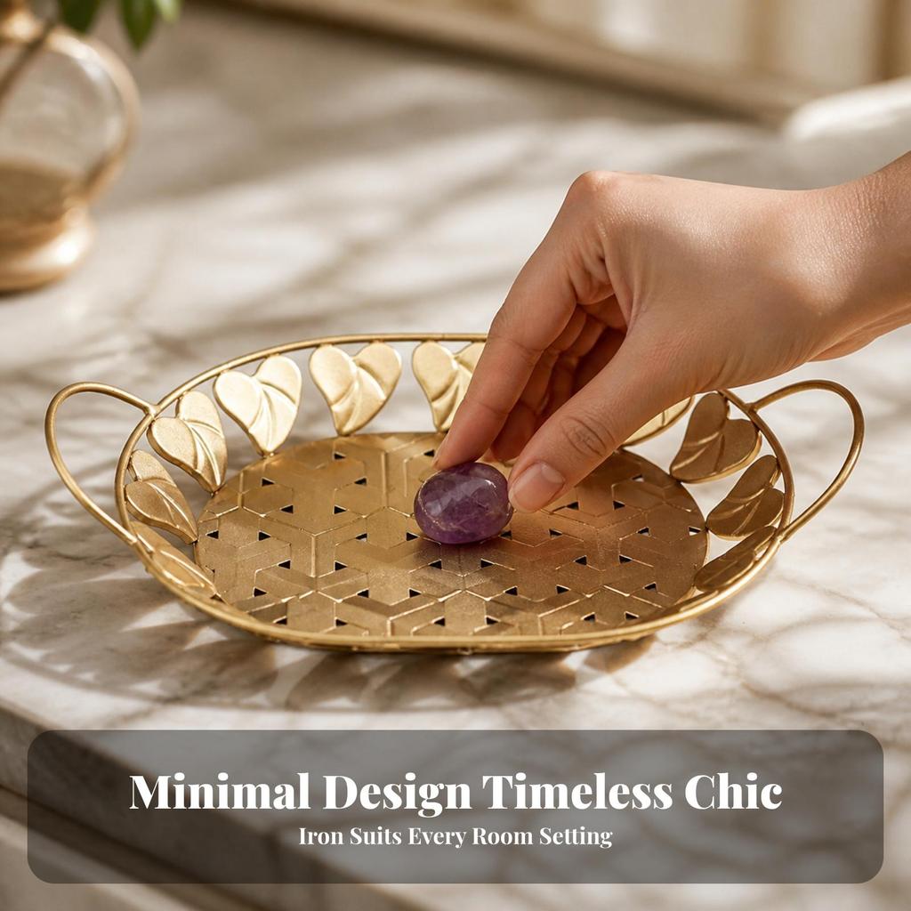 Elegant Decorative Tray with Handles Openwork Serving