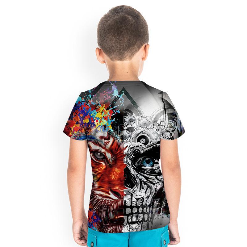 Модная свободная футболка с круглым вырезом и 3D-печатью на всю фигуру для детей — фото 2