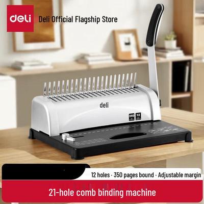 Machine à relier par peigne 21 trous Deli 3870 prise CN (adaptateur inclus)